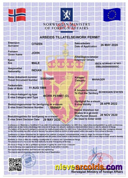 NORWAY work permit, e-visa